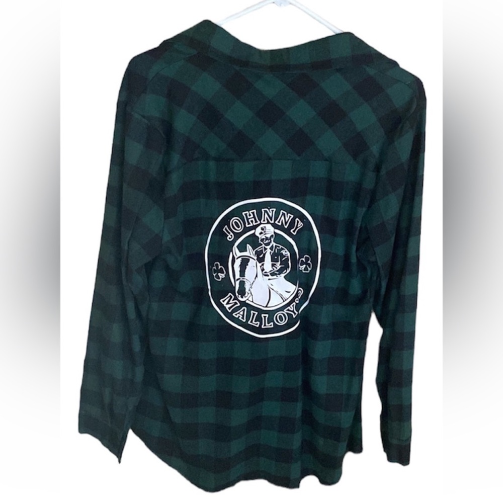 NWT Johnny malloys Irish green long sleeve plaid flannel shirt size med - Picture 2 of 8